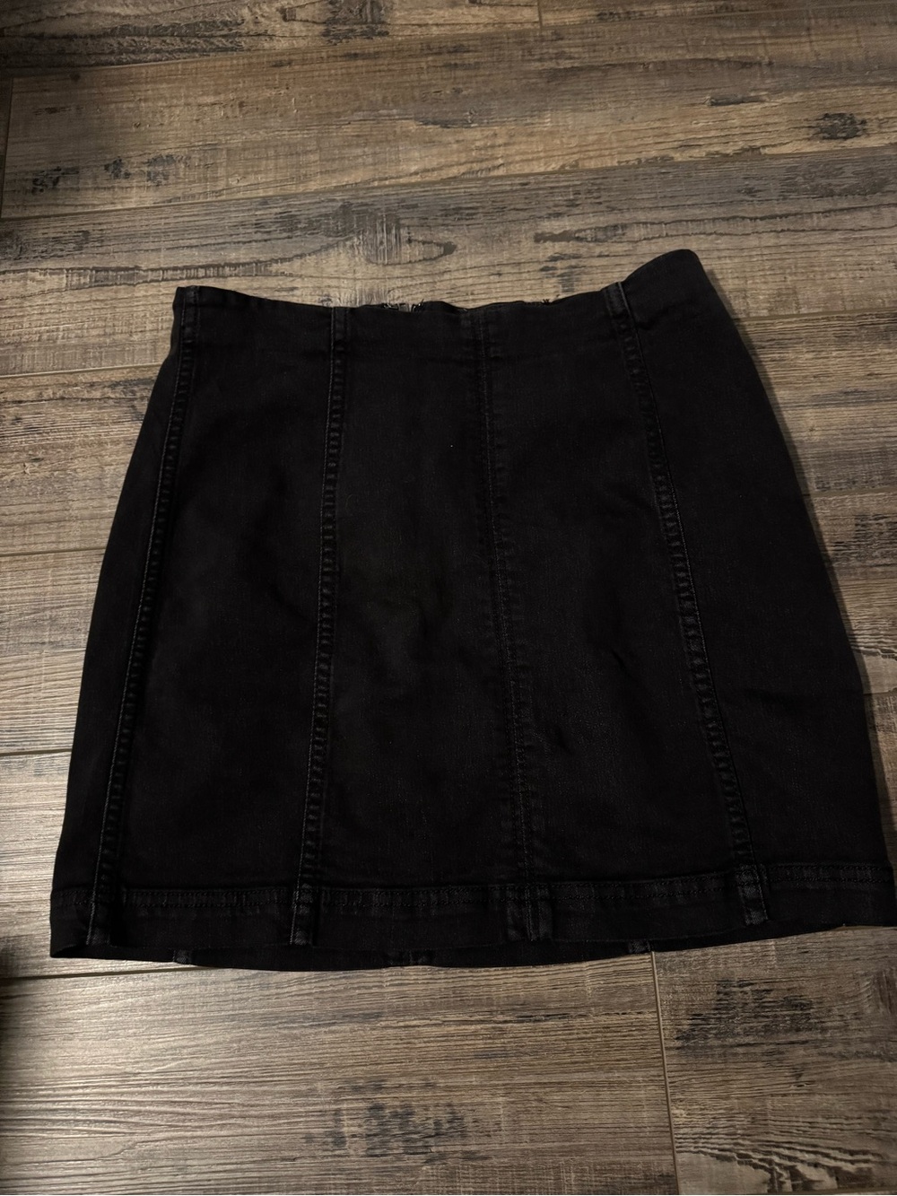 Free People Black Mini Denim Skirt